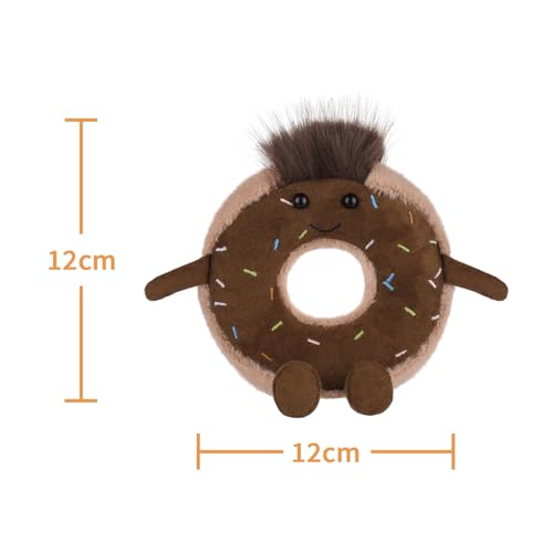Apricot Lamb Schokoladen Donut Essen Plüschtiere für Kinder, weiche niedliche Kuscheltier für Baby Mädchen und Jungen, Flauschige Donut Essen Rosa 12 cm