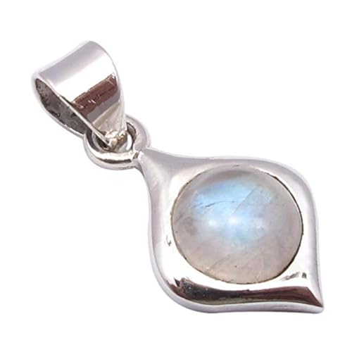SilverStarJewel 925 Sterling Silver Round Rainbow Moonstone Pendant 2.3 cm Fashion Jewelry Christmas Deals