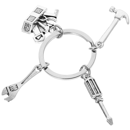 UKCOCO Porte-clé Outils en Métal – Marteau, Tournevis, Clé et Boîte à Outils – Porteclé Bricolage Original – Idée Cadeau pour Bricoleur, Papa, Homme