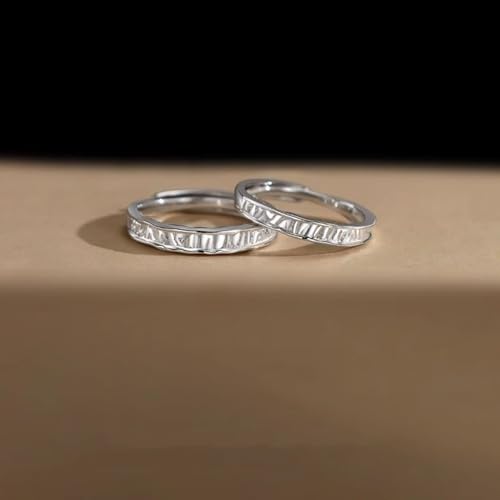 Bague réglable en argent 925 avec lignes géométriques pour alliance
