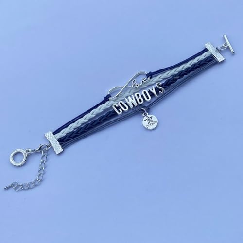DOLON Infinity Football Cowboys Bracelet Handmade Leather Braided Fans Gift3