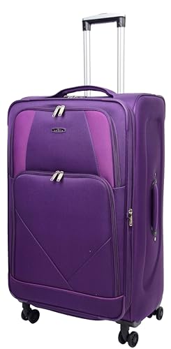 A1 FASHION GOODS Valise à roulettes souple extensible 4 roues York noir rouge violet, violet, L,...
