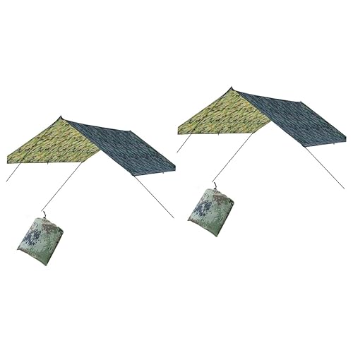 Kisangel 2pcs Waterproof Camping Tent Tarp - Sun Cover and Rain Fly Shelter for Hammock - Shade Mat