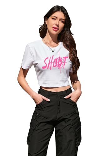 Image of Betusline Girls & Women Basic Summer Short Sleeve Slim Fit T-Shirts Soft Crewneck Crop Y2k Tee Cute Gym Fashion Clothes