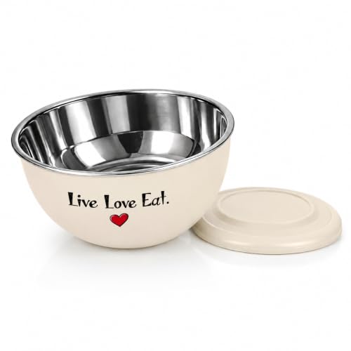 Image of Microwave Safe Stainless Steel Mixing Bowl Set with Lids - Set of 3 (500ml, 750ml, 1250ml) - Euro Style Food Storage Containers - (Classic LLE)