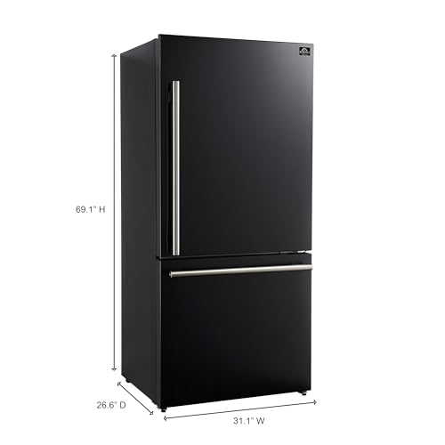 Forno C-FFFFD1785-31BLK 31 Inch Milano Espresso Black Fridge With Bottom Freezer - 17.2 Cu. Ft Counter Depth Refrigerator thumb #5