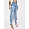 Floerns Women's High Waisted Ripped Skinny Jeans Destroyed Denim Pants Light Blue S