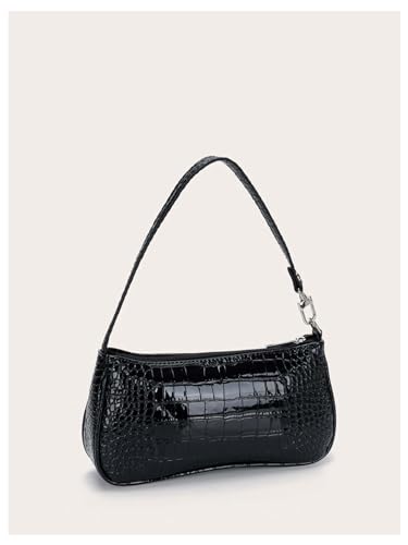 SHENHE Women's Small Shoulder Bag Y2k Crocodile Embossed PU Leather Clutch Purse Handbag3