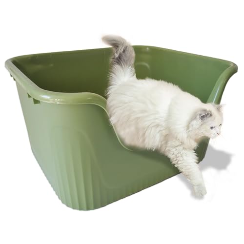 Caja sanitaria para gatos grande de plástico con lados altos miniatura 1