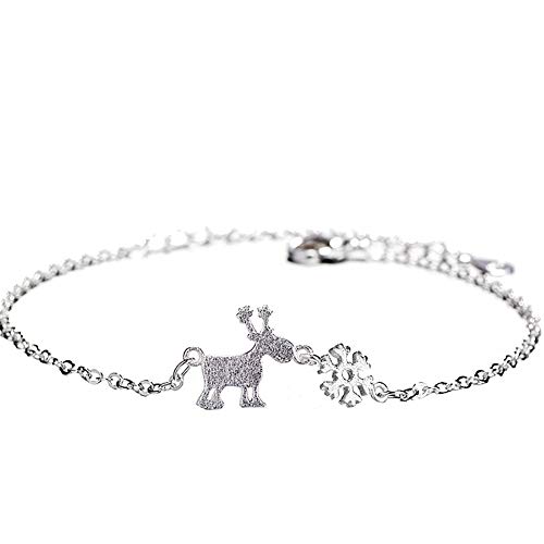 Preisvergleich Produktbild Fablcrew Damen-Armband, elegant, Hirsch und Schneeflocke, verstellbar, Kette Schmuck, romantisches Geschenk für Frauen und Mädchen