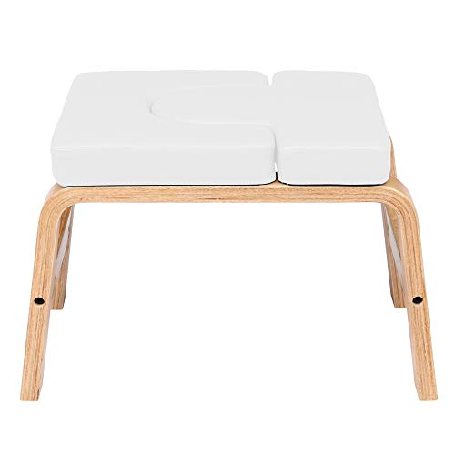 CAMORSA Yoga Chair Wooden Headstand Bench Stool, Chair Trainer, Gym Workout Stool White