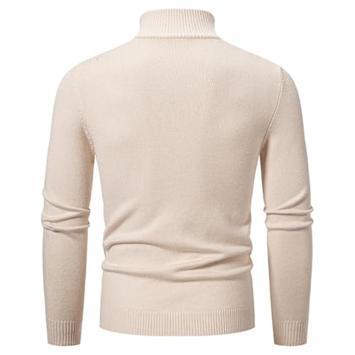 Men Half Zipper Mock Neck Knit Pullovers Solid Color Long Sleeve Sweater Slim Fit Warm Jumper3