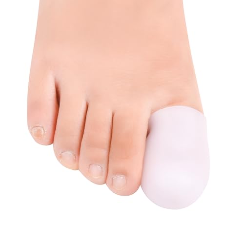 DYKOOK Big Toe Caps Protectors 10 Pcs, Gel Sleeves Toe Tubes Bandages Caps Pads for Blister, Callus, Corn, Sore, Toe Rubbing Treatment Wen and Women, White