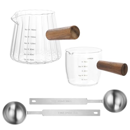 2 PCS Espresso Shot Glass with 2PCS Coffee Measuring Spoons,