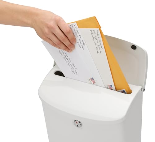 Image of Architectural Mailboxes Parkside Locking Wall Mount Mailbox, White, Medium | Galvanized steel build with a steel cam lock and key drop box and weather-resistant outdoor construction.