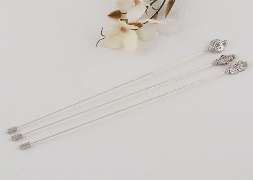 Image of Alilang Antique Vintage Hat Pin Classic Long Handle Geometric Hatpin Stick Lapel Pins for Women, Men, Pack of 2 /3