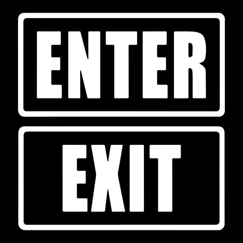Image of WSQ Enter Exit Door Sign - Transparent Vinyl Window & Door Sticker, White Print, Peel and Stick, UV Protected, 7 Inch Office Business Entrance Exit Sign