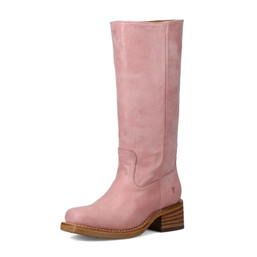 Frye Campus 14L Iconic Tall Boots for Women Crafted from Signature Montana Leather with Genuine Stitch Welt Construction and Stacked Leather Heel, Pink - Hardrock - 9