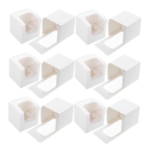 KOMBIUDA 40Pcs White Individual Cupcake Boxes with Inserts Portable Cake Carrier for Muffins and Pastries for Weddings Birthdays and Parties Easy Assembly and Oil Resistant