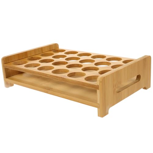 BESPORTBLE Plateau en Bois à 24 Trous pour Porte-Verres à Shot Organisateur Multifonction en Bambou Naturel Support de Service pour Verres à Shot et Whisky Accessoire Bar pour Fêtes et