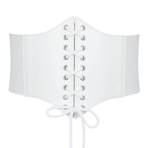 SUOSDEY Women Black Tied Waspie Belt, Lace-up Cinch Belt, Corset Elastic Waist Belt4