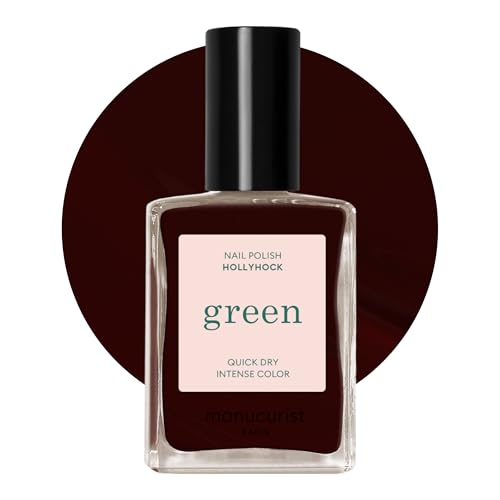 Manucurist Green Vernis à Ongles Rouge Noir Hollyhock - Vernis à Ongles Classique 9-Free, Vegan et Bio Sourcé - Effet Manucure professionnelle - Vernis...
