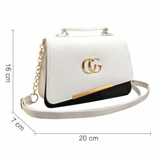 Image of ETLIS Women's Stylish Sling Bag | Faux Leather Crossbody Handbag with Gold Chain Strap | Small Shoulder Purse for Daily Use, Party & Travel