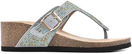 WHITE MOUNTAIN Shoes Active Women's Wedge Sandal, Blue/Green Multi, 9 M | Image 1