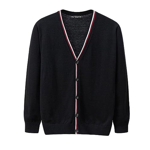 MANBOZIXi Cárdigan Hombre con Botones, Chaqueta De Punto Sueter, Negro XL