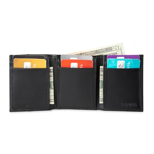 Levi's Men's Slim Everyday Trifold Wallet with ID Window and Multiple Card Slots