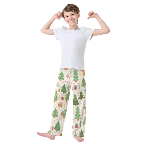 Boys' Pants Christmas Tree Gift Garland Star Long Bottoms Jogger Pants Elastic Waist Trousers with Pockets S-XL2