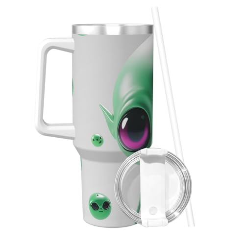 El Mejor Listado de Marciano Tumblr - los preferidos. 46 GJHKSSVB Green Alien - Vaso de viaje con aislamiento de acero inoxidable de 40 onzas, a prueba de fugas, con asa, botella de agua, vasos de bebidas, regalos para mujeres y hombres...