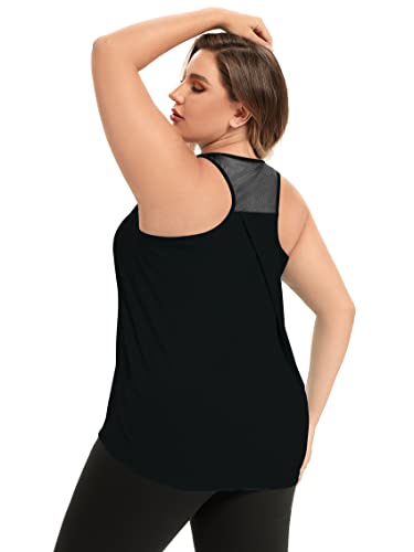 FOREYOND Women's Plus Size Workout Tank Tops Loose Fit Yoga Racerback Athletic Tops Sleeveless Summer Shirts3