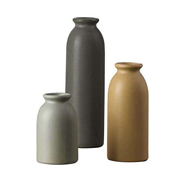 ONBUYONE-Farmhouse Ceramic vase Set of 3, Morandi Flower Vase for Floral Centerpieces, Decorative Vase for Pampas Grass & Dried Flowers,Living Table Decoration,Idea Bookshelf Décor.…
