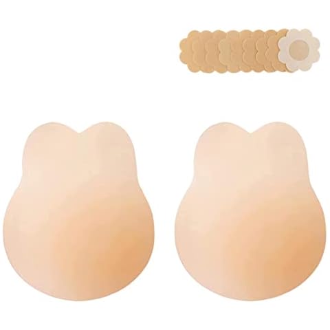 MITALOO 2023 Newest Added Lift Ultra-Thin Strapless Sticky Petals Nipple Covers Adhesive Bras Backless Silicone Pasties Warm Nude Cover