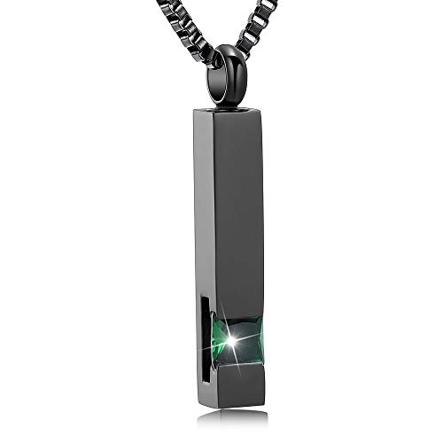 XSMZB Crystal Cremation Urn Jewelry Cube Memorial Ashes Necklace Pendant Keepsake- Black Birthstone