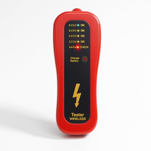 Zaunprüfer - kabelloser LED Weidezaunprüfer mit Sensor, Messbereich 4-stufig von 2.500 - 8.000 Volt - für bequemes Messen ohne Erdspieß zur sicheren Prüfung der Zaunspannung von Weidezäunen