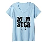 Photo Gallery donna momster halloween ragnatela fantasma vibe maglietta con collo a v Photo Gallery donna momster halloween ragnatela fantasma vibe maglietta con collo a v