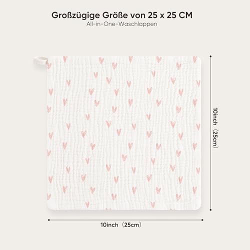 Bearmoss10 Stück Baby Musselin Waschlappen Moltontücher 100% Baumwolle Weiche Spucktücher Baby… – Ansicht 5