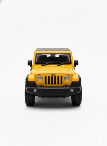 Image of Amisha Gift Gallery Thar Diecast Metal Toy Car for Kids, Yellow, 1:32 Scale | Pull Back Action, Openable Doors, Mini Jeep SUV Model Vehicle, Lights & Sound, Collectible