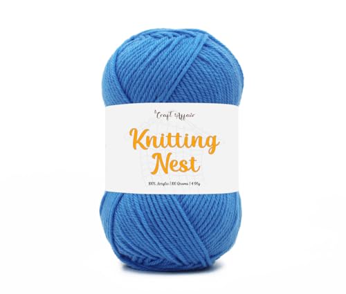 Image of Craft Affair | Knitting Nest Acrylic Yarn (200 Meter, 100 Grams, 2mm) / Woolen Yarn /Acrylic Yarn for Knitting and Crocheting-Denim Blue