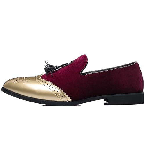 COSIDRAM Men's Casual Shoes Tassel Loafers Wingtip Brogues Comfort Slip on Walking Velvet Shoes2