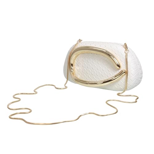 Image of Women Woven PU Leather Clutch Box Metal Handle Evening Bag Trendy Leather Handbag Weave Shoulder Purse for Causal