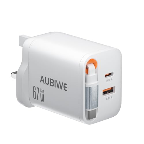 67W USB C Charger, 2-Port Compact Fast Wall Chargers For MacBook Pro, MacBook Air, Samsung Galaxy, iPad Pro, and All USB C Devices (1-C to C Cable Included)