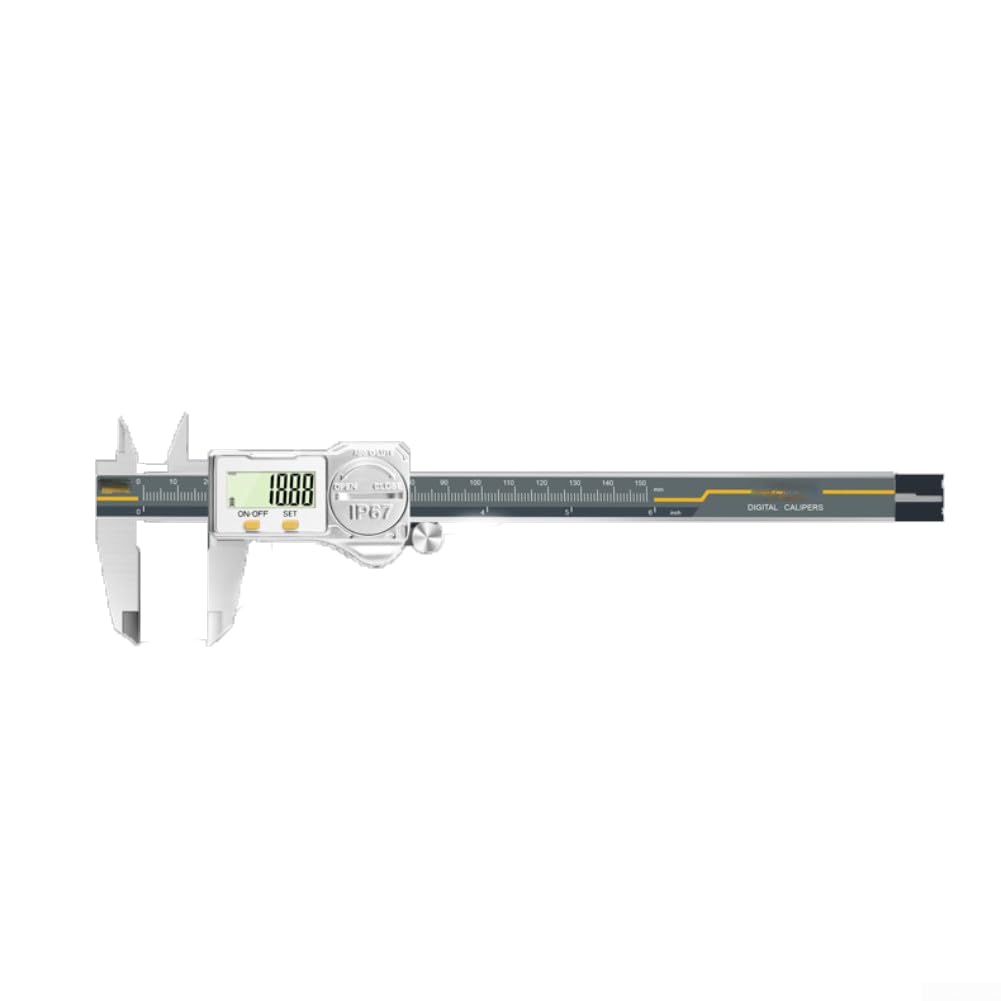 Calibrador digital Vernier de 150 mm con pantalla LCD e impermeable IP67 | Construcción de acero inoxidable, resolución de 0,01 mm, medición industrial para taller y laboratorio