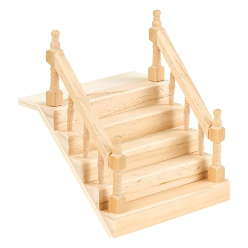 Puppenhaus Möbel Treppe，Miniatur Treppe mit Handlauf Puppenhaus Möbel Holz Wichteltür Treppe Wichtel Zubehör Treppe