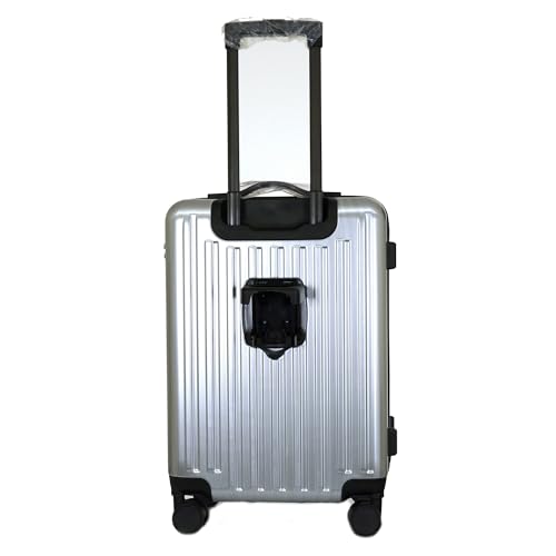 Image of Nautica 20 inch Polycarbonate Hard-Sided Unisex Cabin Luggage Trolley | 8-Wheel Spinner, Telescopic Handle | Durable, Secure Combination Lock | Modern Design Travel Suitcase for Men & Women | Silver