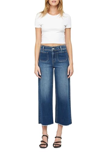 SALT TREE Mica Denim - Cropped Wide Leg with Front Pocket Jean - MBE-W604DK