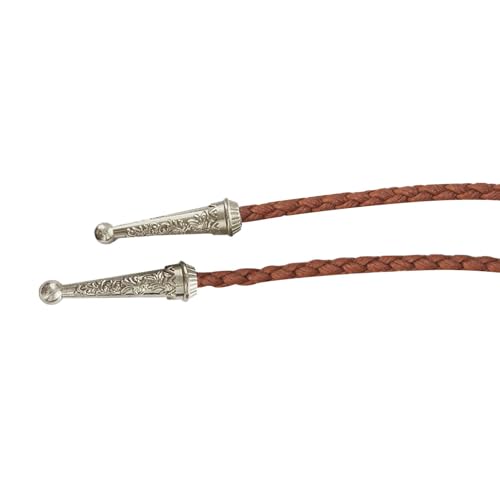 Image of Daisy Del Sol Bolo Tie Turquoise Stone Braided Vegan Faux Leather Silver Tips Handmade Necklace Adjustable Boho Western Jewelry