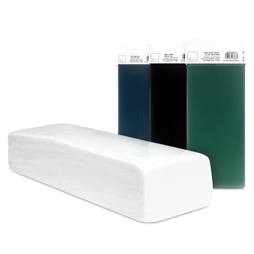 Kit de Depilación 100 Bandas Depilatorias + 3 Cartuchos de Cera Roll On (Azuleno, Carbón y Aloe Vera)